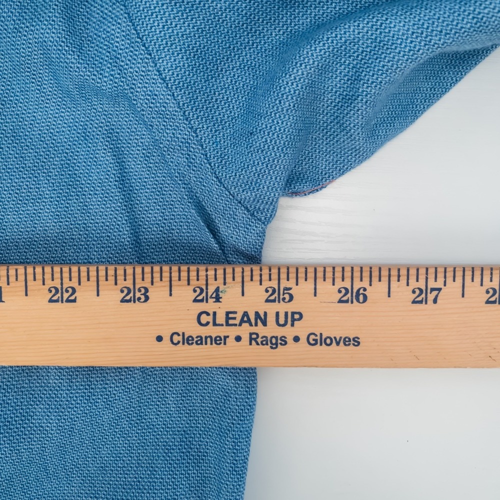 Ermenegildo Zegna Button Down Mens Shirt XL Blue Textured Long Sleeve All Cotton - Picture 12 of 15